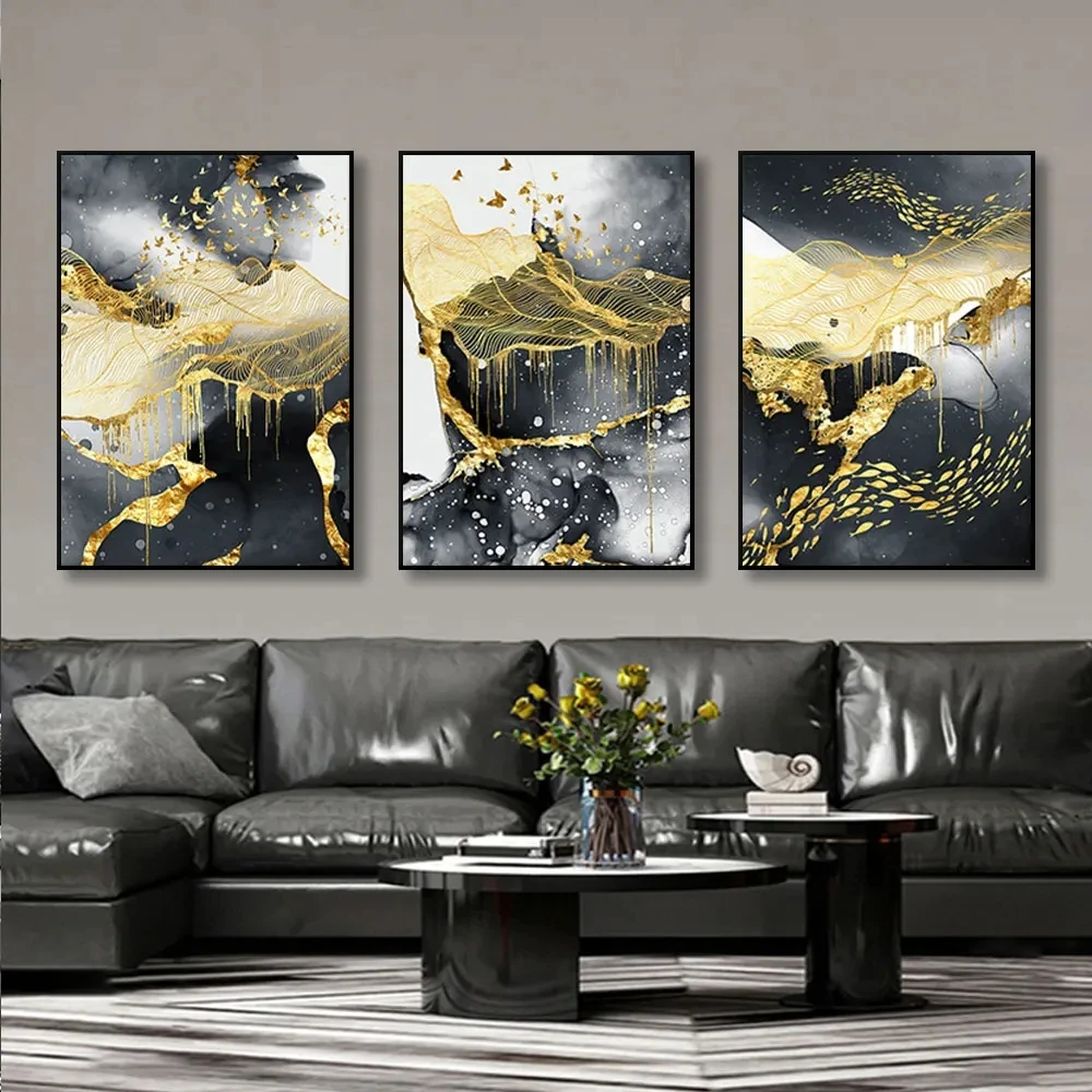 

Diy Diamond Painting Abstract Marble Scenery Picture Golden Luxury Triptych Full Rhinestone Mosaic Diamond Embroidery EE4055