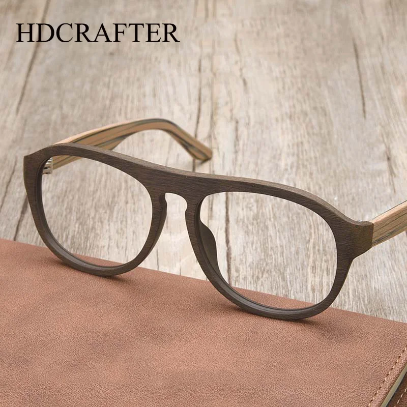 

HDCRAFTER Wood Glasses Frame Men Retro Prescription Eyeglasses Frames Women Optical Myopia Reading Eyewear Computer Goggles