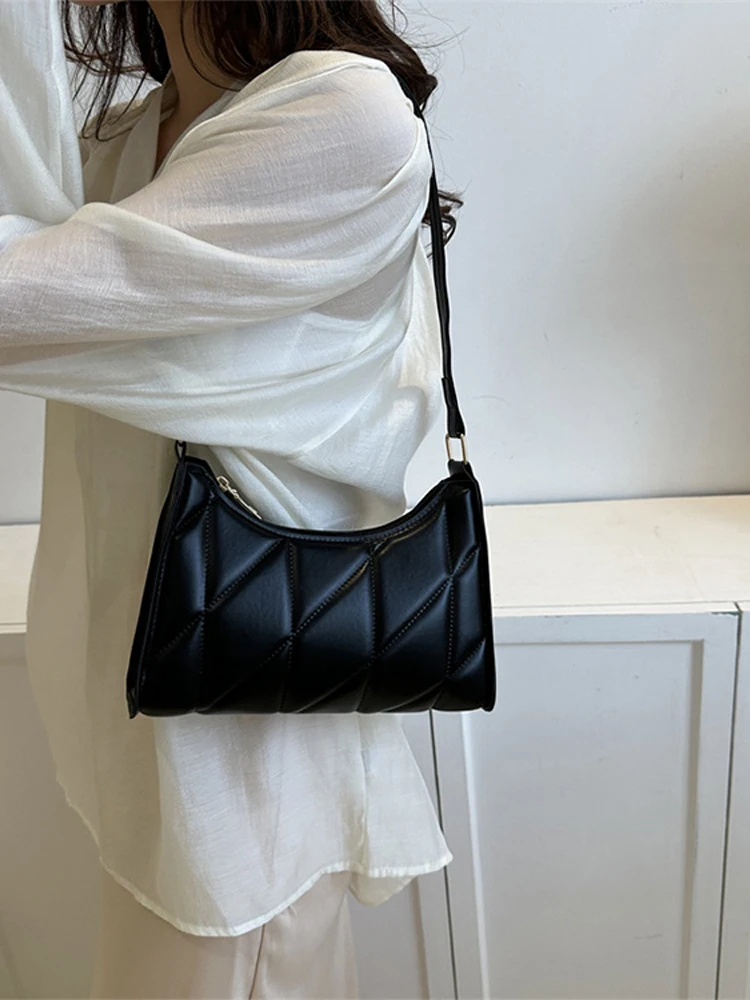 

2024 Black Trendy For Women Shoulder Bag Fashion Pu Underarm Handbags Crossbody Bags Small Handle Bags Shopper Clutch Purse
