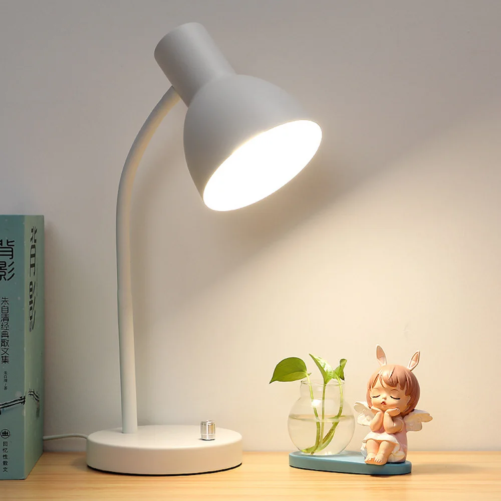 

Eye protection led desk lamp study desk dormitory plug-in students children desktop metal simple office reading desk lamp