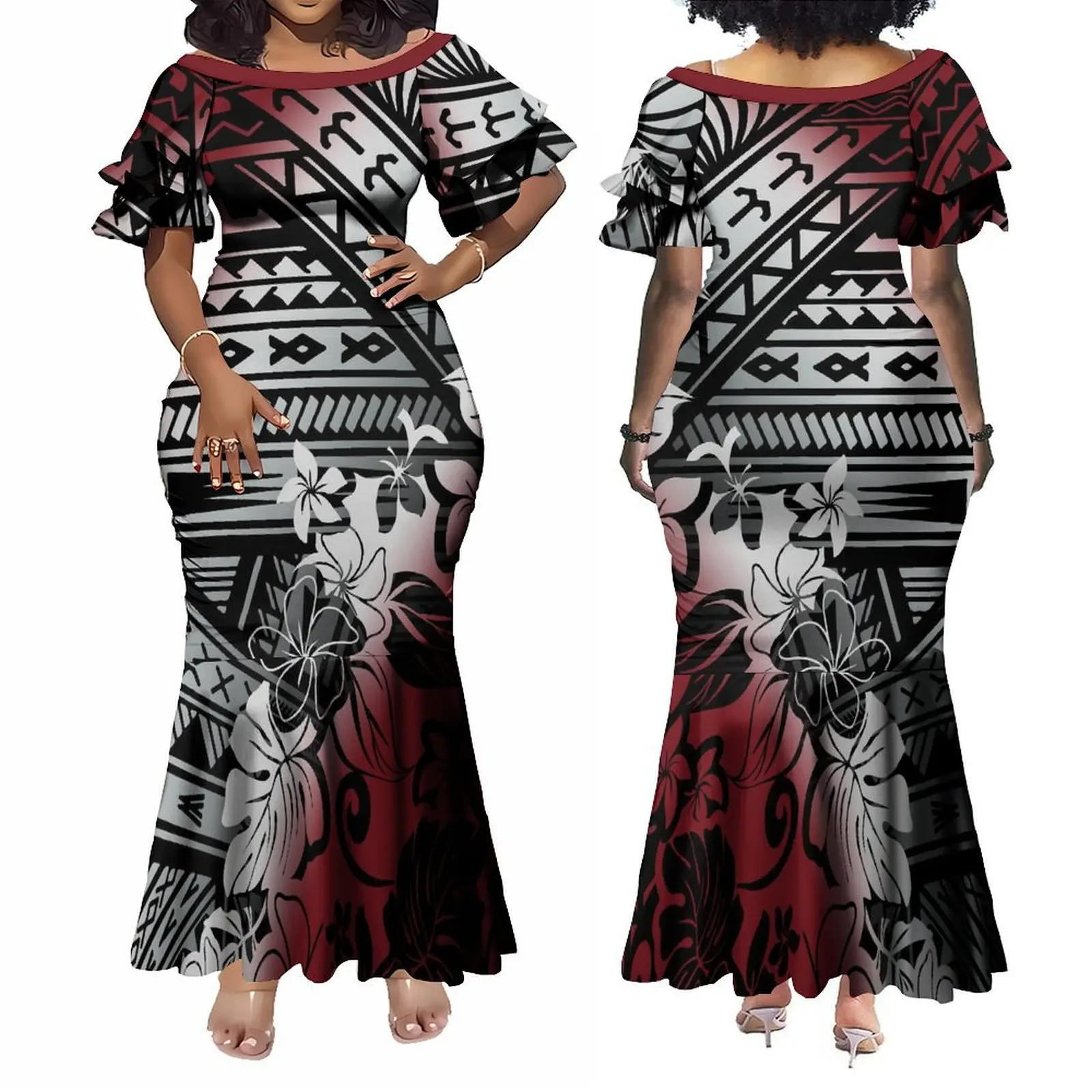 

New Design Women'S Luxury Evening Dress Polynesian Tribal Fashion Women'S Dress Samoa Fishtail Skirt Custom