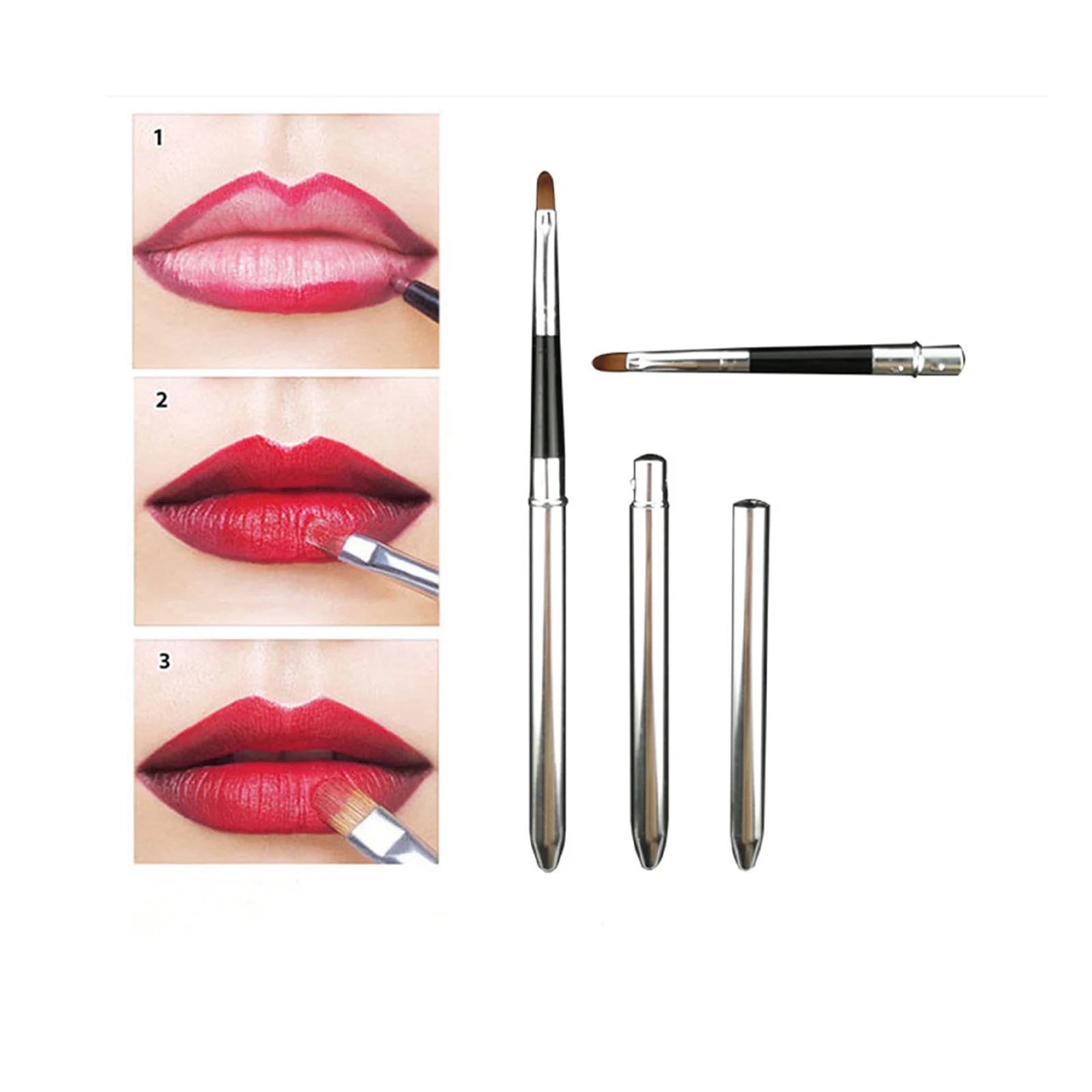 Portable Silver Lips Makeup Brush Pen Metal Handle Cosmetic Lipgloss Lipstick Lip Gloss Brush With Protect Cap Makeup Tools
Portable Silver Lips Makeup Brush Pen Metal Handle Cosmetic Lipgloss Lipstick Lip Gloss Brush With Protect Cap Makeup Tools