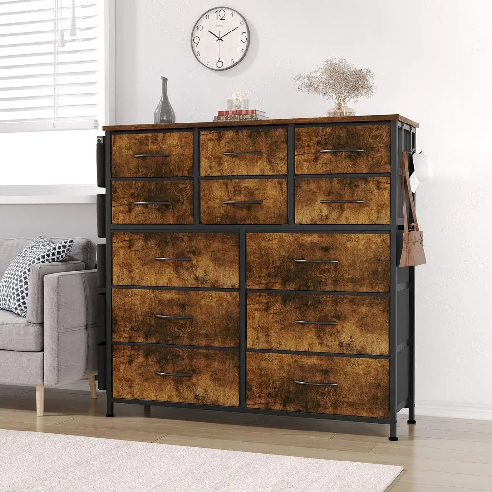 

Dresser for Bedroom with 12 Drawer, Dressers & Chests of Drawers for Hallway, Entryway, Sturdy Metal Frame, Wood Tabletop