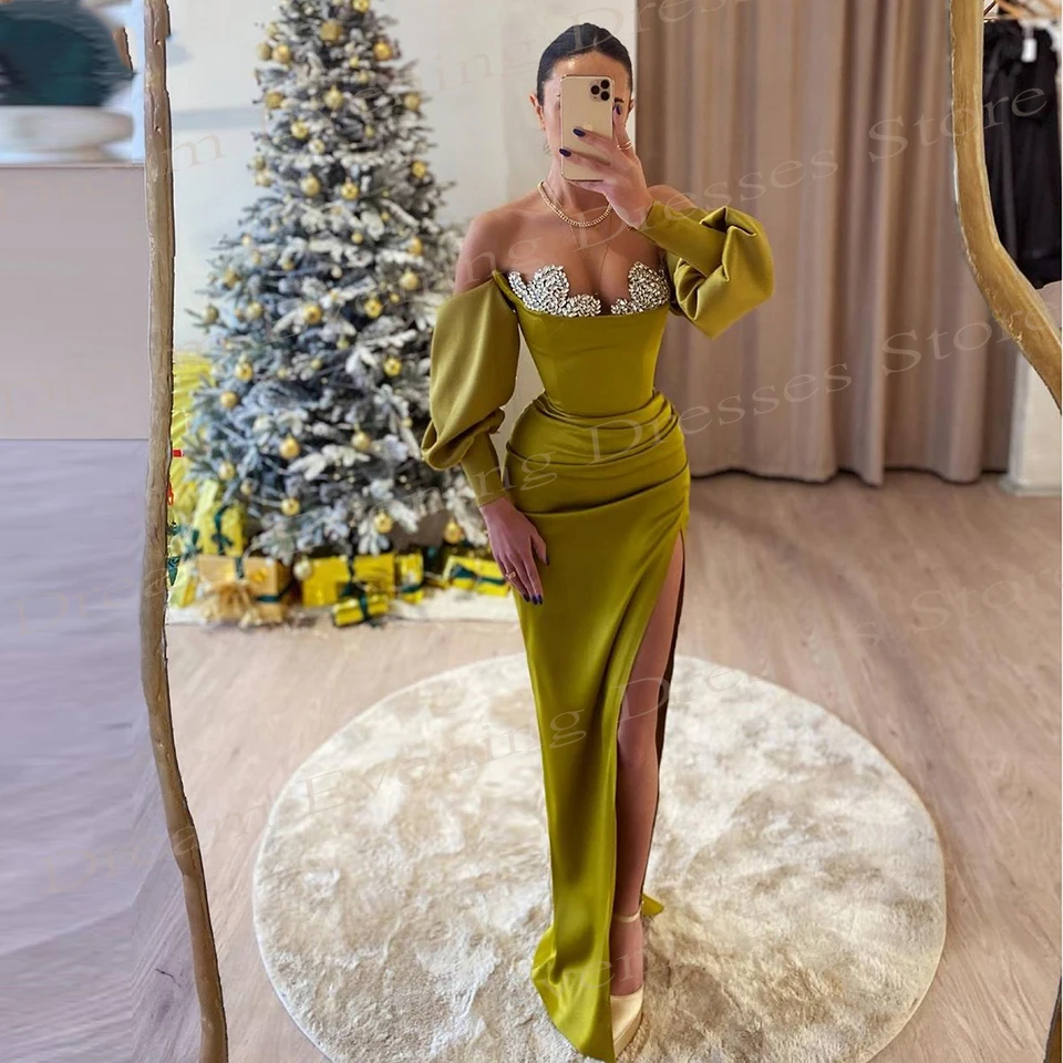 2024 Generous Elegant Women's Mermaid Modern Evening Dresses Simple Long Sleeve Crystal Prom Gowns Sexy Side Slit Robe De Soirée
2024 Generous Elegant Women's Mermaid Modern Evening Dresses Simple Long Sleeve Crystal Prom Gowns Sexy Side Slit Robe De Soirée