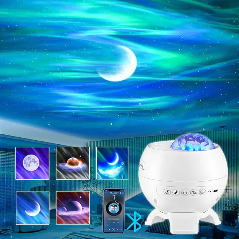 

New Northern Lights Starry Sky Galaxy Projector Night Light Aurora Star Moon Lamp Home Gaming Room Bedroom Decoration Kids Gift