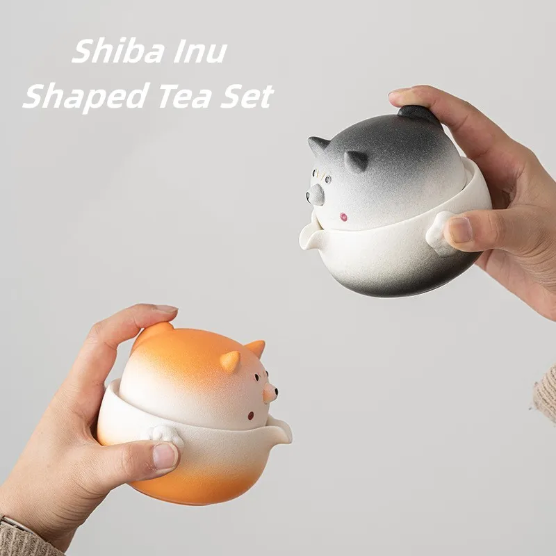 

Shiba Inu Shaped Travel Teaware Sets Outdoor Camping Portable Tea Brewing Tools Home Office Tea Set Great Gift Friends