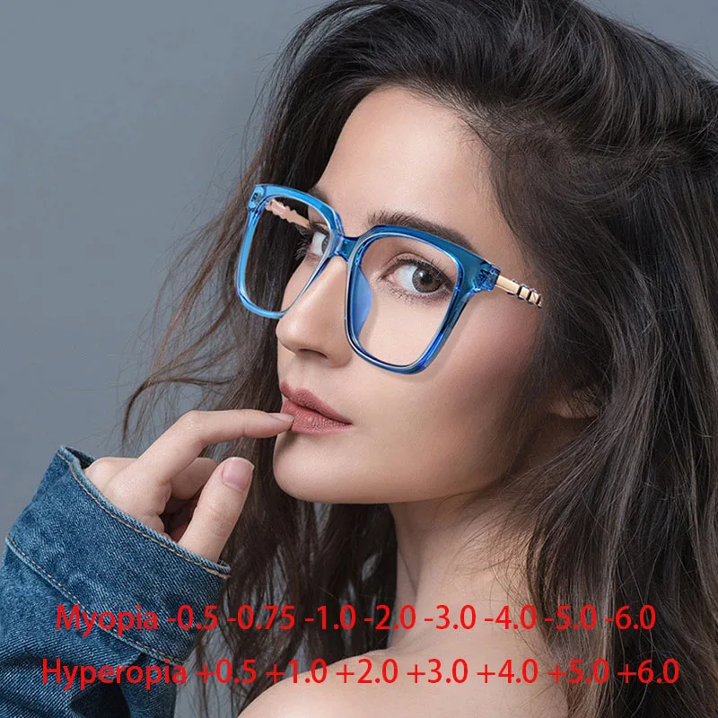 

Oversize TR90 Frame Metal Legs Women Prescription Spectacles Myopia -0.5 To -6.0 , Men Hyperopia +0.5 to +6.0