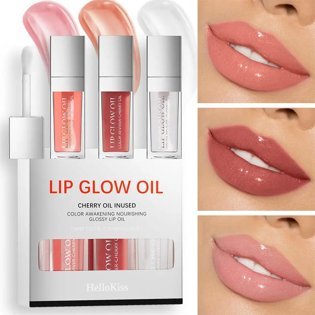 

3pcs/Set Moisturizing Lip Glow Oil Transparent Toot Lip Gloss Long-Lasting Tinted Lip Balm Hydrating Lip Plumper Gloss Makeup