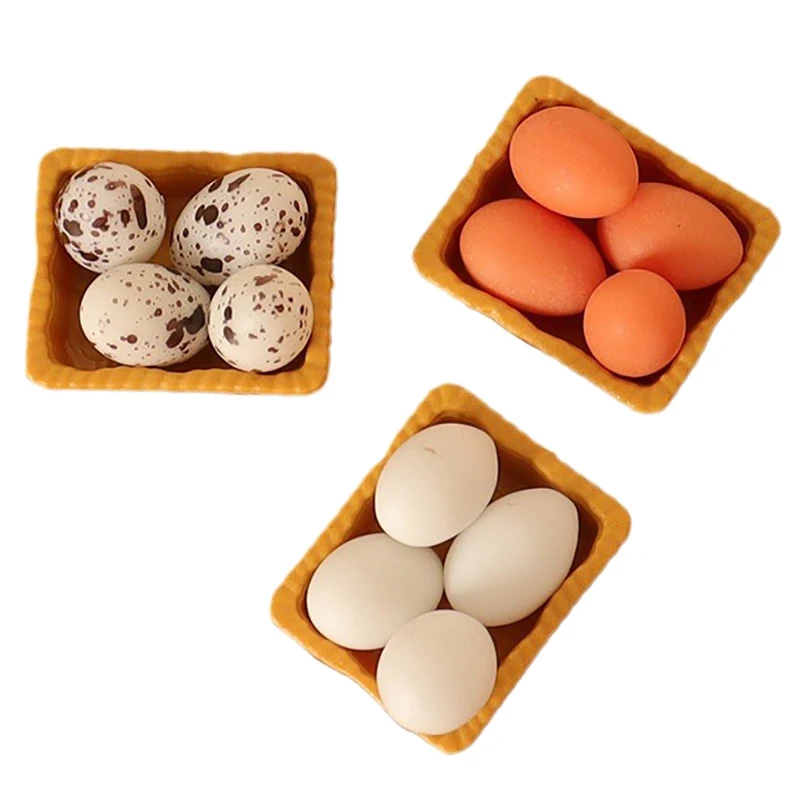 

1 Set Dollhouse Miniature Eggs With basket Mini Food Model Kitchen Model Decor Toy For 1:12 1:6 Scale Doll House Accessories