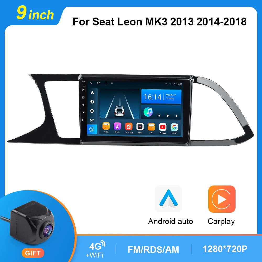 

Car Radio Player For Seat Leon 3 MK3 2012-2020 GPS Navigation 4G WIFI DSP BT Carplay Android 10 Video 2 Din Auto Multimedia