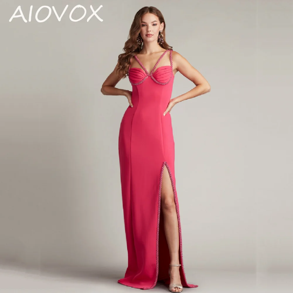 

AIOVOX Mermaid Party Dresses Modern Simple Charming Spaghetti Straps Beading Sequined Side Slit 2024 Formal Dress فساتين الحفلات