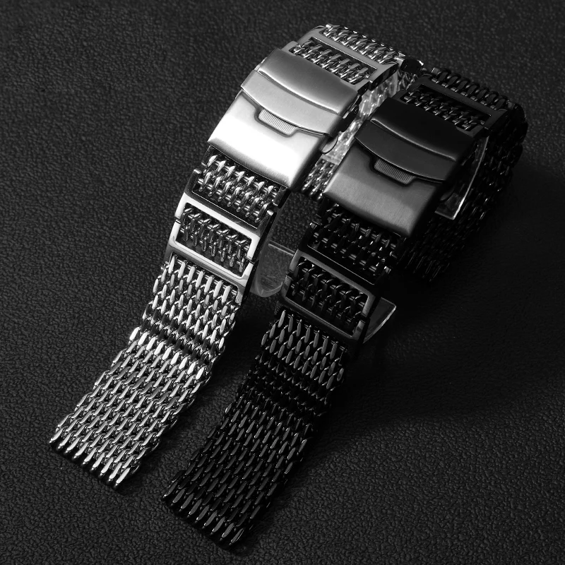 

Luxury Shark Mesh Watch Band For Seiko No. 5 / Water Ghost / Abalone / Diving Canned Steel Watch Strap Men 20mm 22mm 24mm