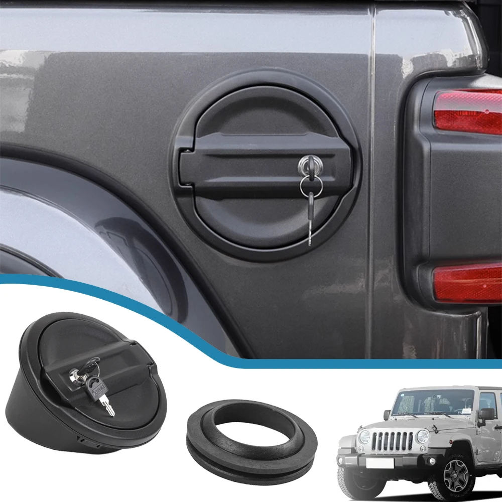 

Car Door Gas Fuel Filler Oil Cap Cover with Key for Jeep Wrangler JL Gladiator JT 2018-2023 Tank Cover Auto Exterior Accessories