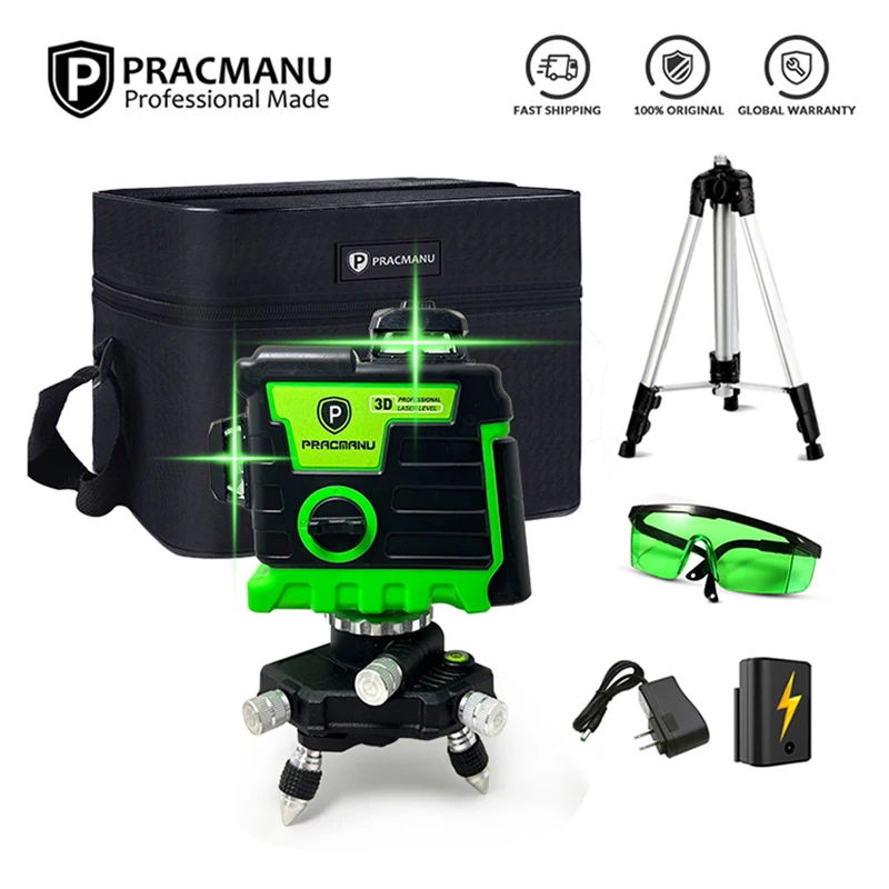 Pracmanu Laser Level 12 Lines 3D Level Self-Leveling Horizontal and Vertical Cross Super Powerful Green Laser Beams 
Pracmanu Laser Level 12 Lines 3D Level Self-Leveling Horizontal and Vertical Cross Super Powerful Green Laser Beams