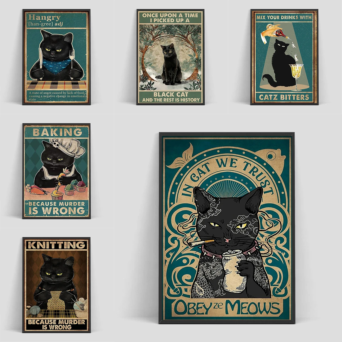 Retro Black Cat Poster Room Decor Painting on Canvas Art Decorative Paintings Home Decorations Print Bedroom Decoration Wall Art
Retro Black Cat Poster Room Decor Painting on Canvas Art Decorative Paintings Home Decorations Print Bedroom Decoration Wall Art
