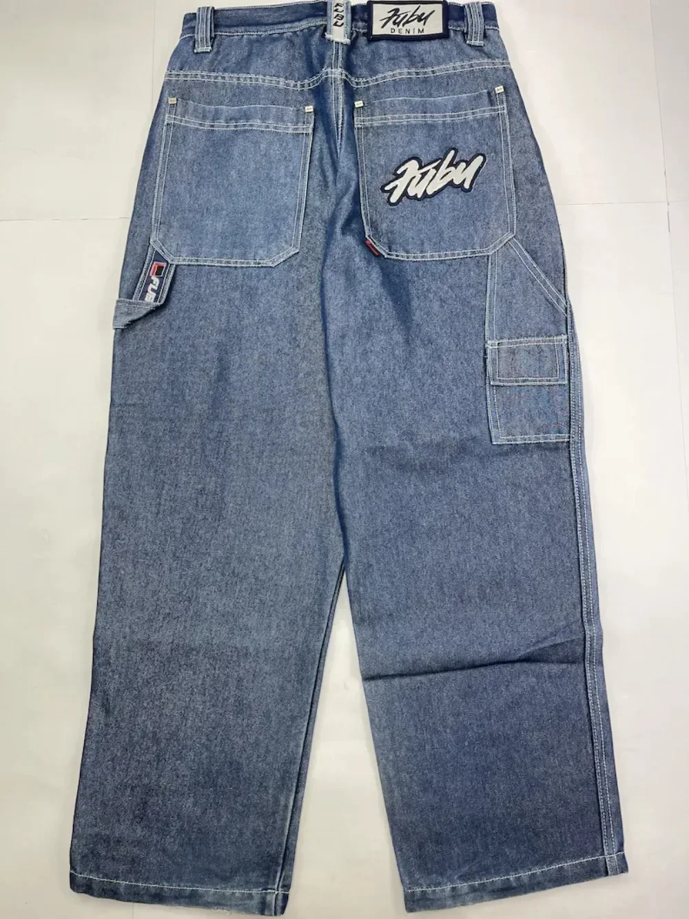 

Y2K New FUBU Jeans Letter Graphics Baggy Jeans Men Women Street Vintage Harajuku Hip-Hop Denim Pants Casual Loose Wide Leg Pants