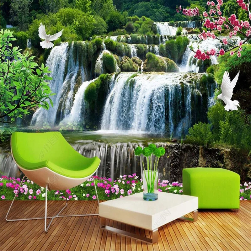 

Custom Landscape Wall Paper Forest Waterfall Photo Wallpapers Living Room Bedroom Decoration Mural Wallpaper Papel De Parede 3d