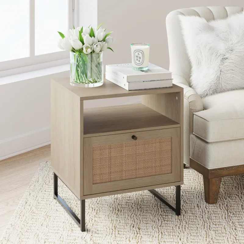 Mina Natural Oak Wood Black with Storage Living Room End Table or Bedroom Nightstand
Mina Natural Oak Wood Black with Storage Living Room End Table or Bedroom Nightstand