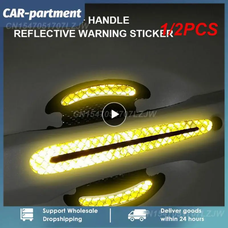 

1/2PCS Car Reflective Sticker Reflector Fender Warning Bumper Strip Door Handle Bowl Cover Car Exterior Accessories Set AA