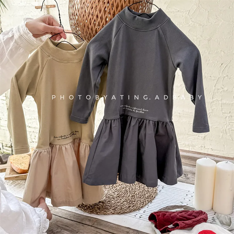 2025 Autumn Winter New Girls Long Sleeve Warm Dress Solid Children Bottoming Dress Letter Print Casual Dress Kids Cotton Clothes 7 Sbd93d0466e5e4aef8daa29c9172f0392k