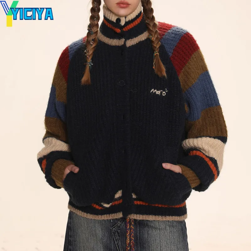 YICIYA vintage College knit Cardigan sweater High quality Thickening Korean fashion Women Knitted new Striped shoulder sleeve
YICIYA vintage College knit Cardigan sweater High quality Thickening Korean fashion Women Knitted new Striped shoulder sleeve