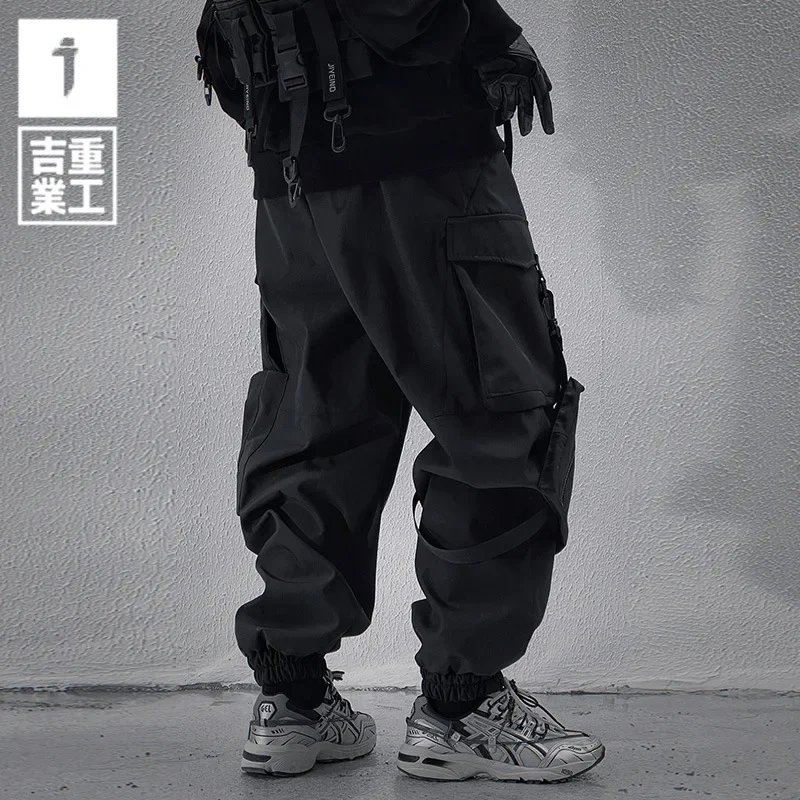 

2024 Spring Techwear Punk Hip Hop Cargo Pants Mens Three-dimensional Multi-pocket Street Casual Wide Leg Trousers