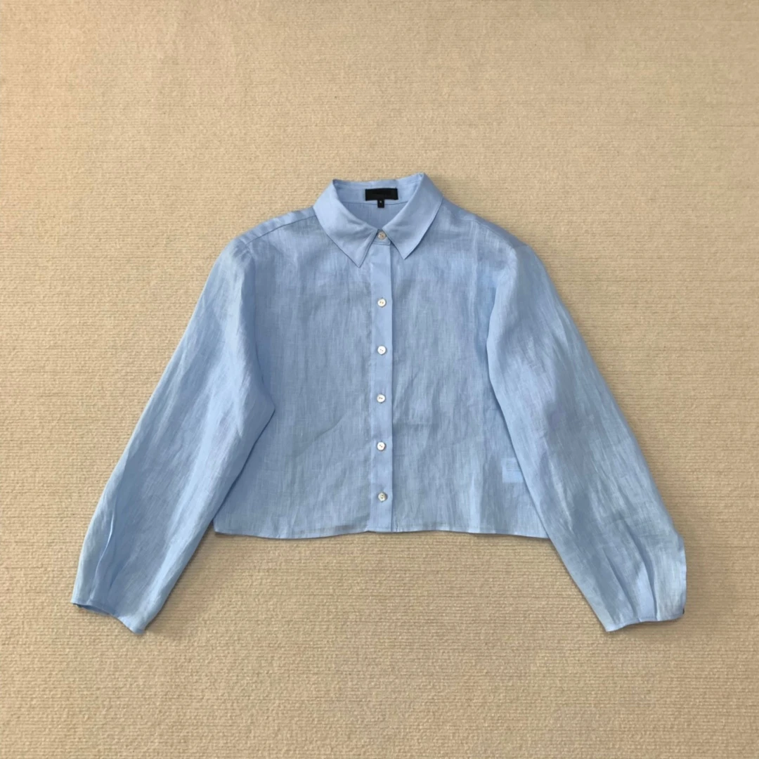 Spring Summer Solid White Blue Top Quality Linen Turn-down Collar Office Lady Casual Blouse for Women
Spring Summer Solid White Blue Top Quality Linen Turn-down Collar Office Lady Casual Blouse for Women