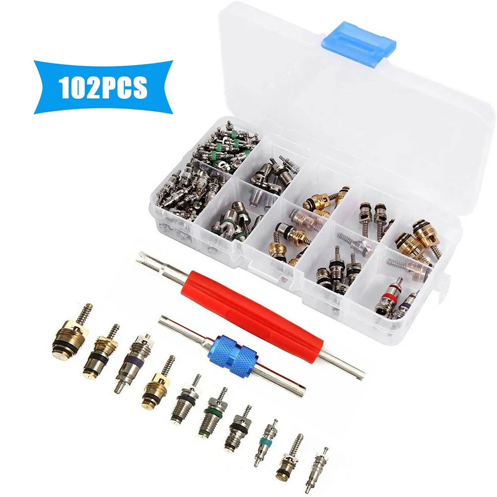Car A/C Repair with Our 102X Valve Core Kit Includes Remover Tool and 100 Valve Cores for R12 R134a
Car A/C Repair with Our 102X Valve Core Kit Includes Remover Tool and 100 Valve Cores for R12 R134a