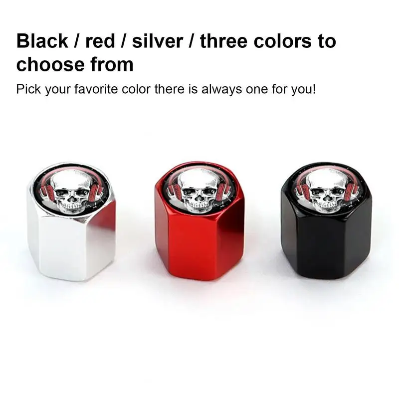 

Car Tire Caps Skull Shape Car Aluminum Alloy Stem Caps Universal Rustproof 4pcs Tire Valve Caps For Truck Vehicle Auto