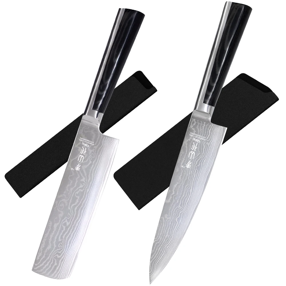 XYJ Ultra Sharp Damascus Chef's Knife Vegetable Chopping Nakiri Cleaver Vg10 Core Full Tang Handle Come With Blade Sheath
XYJ Ultra Sharp Damascus Chef's Knife Vegetable Chopping Nakiri Cleaver Vg10 Core Full Tang Handle Come With Blade Sheath