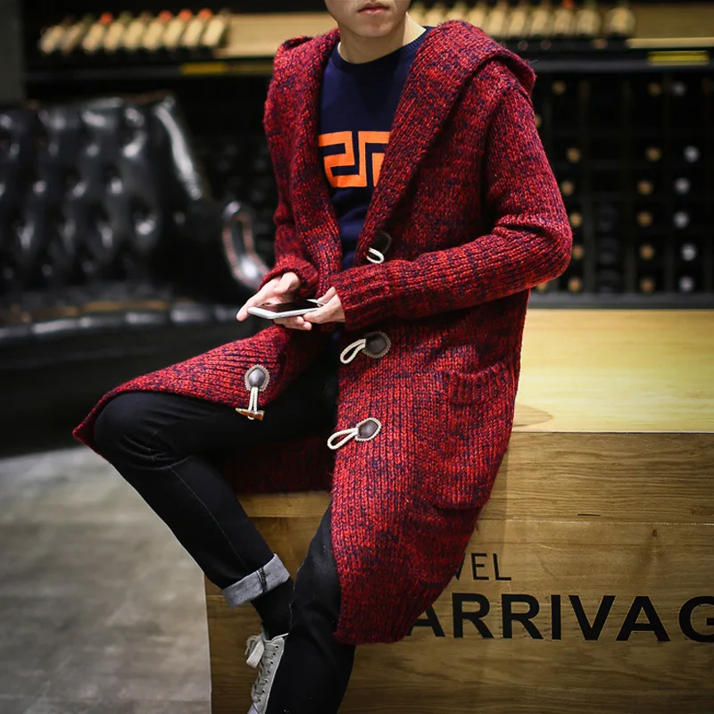 New Fashion Male Long Sweaters Men Solid Cardigan Sweaters Long Casual Knit Coat Men's Cardigan Hooded Sweaters
New Fashion Male Long Sweaters Men Solid Cardigan Sweaters Long Casual Knit Coat Men's Cardigan Hooded Sweaters