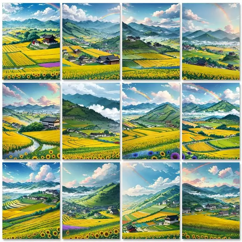

GATYZTORY Diy Painting By Numbers For Adults Pastoral Scenery Coloring On Numbers On Canvas Diy Gift Home Decors Paint Kit Handm
