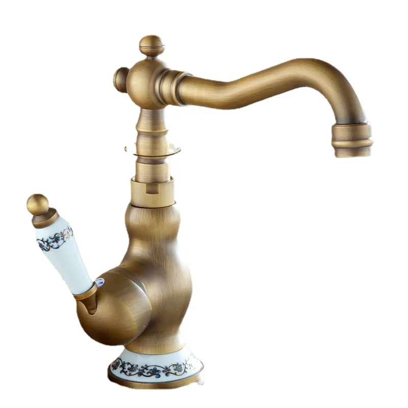 

Archaistic Faucet Hot And Cold Basin Sink European-style Retro Rotatable Solid Brass Bathroom Faucets Accessories