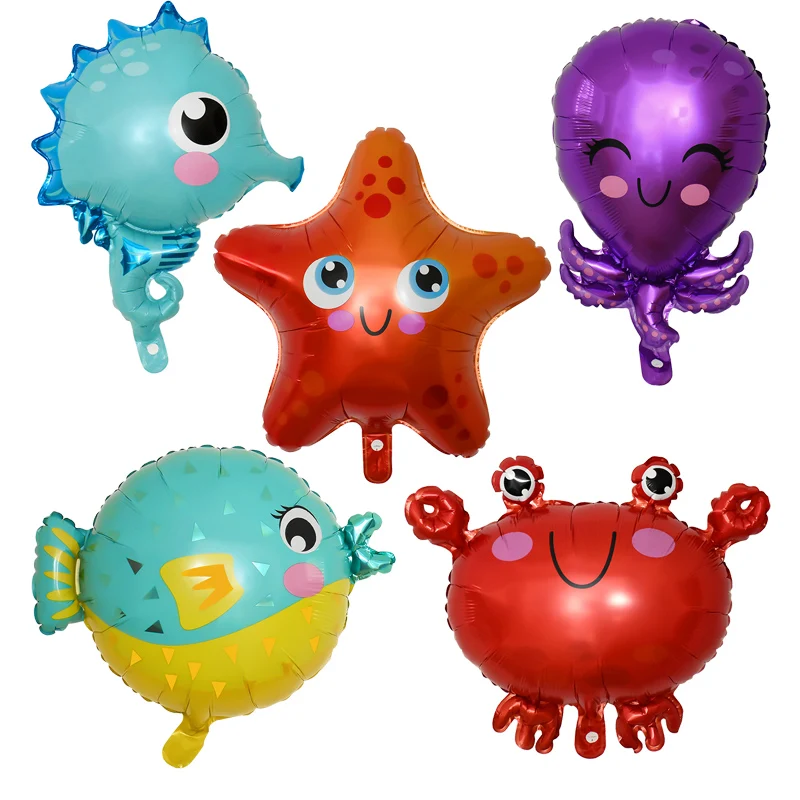 

1/5pcs Ocean World Animal Foil Balloons Starfish Crab Octopus Air Balloon Under The Sea Party Kids Birthday Party Decor Supplies
