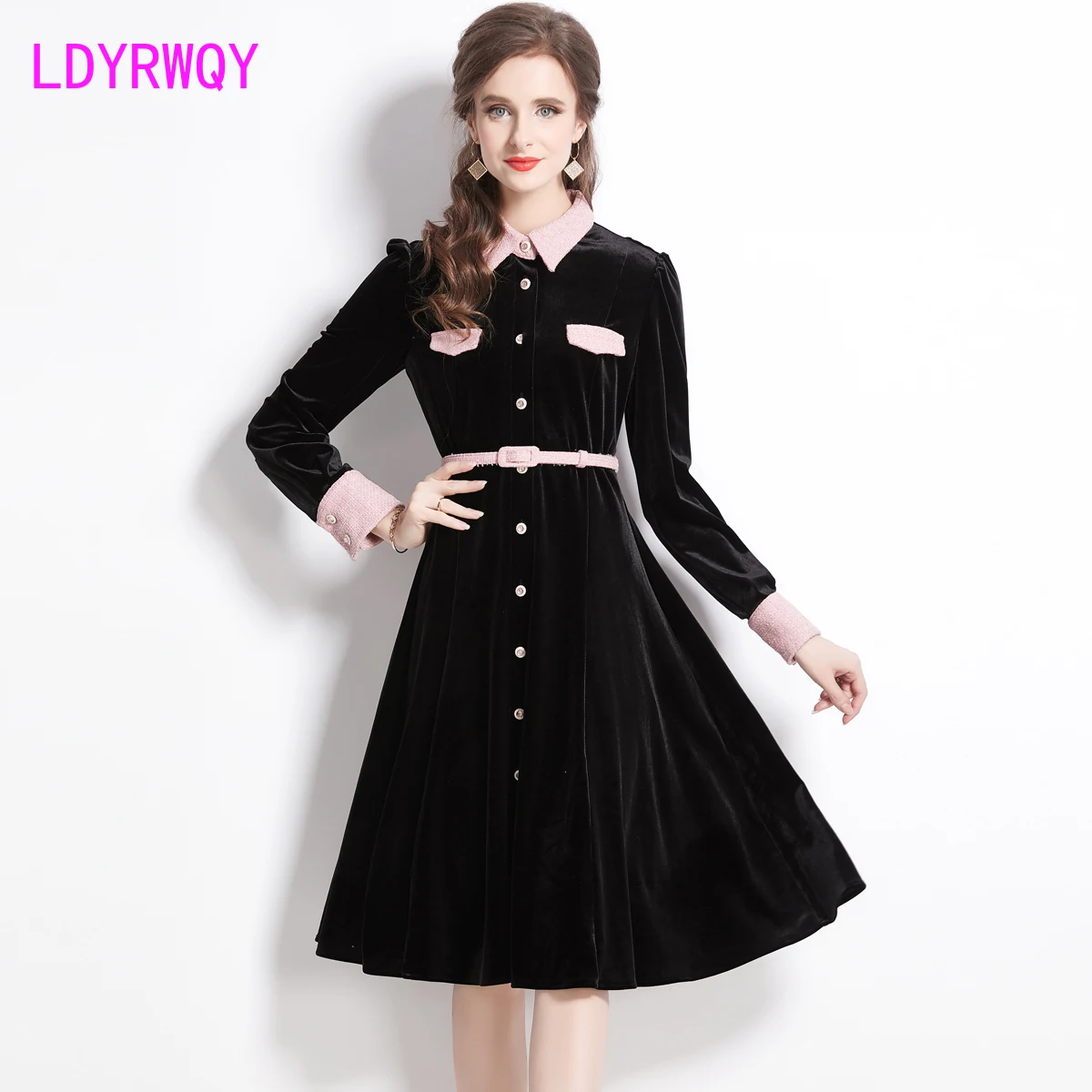 Velvet Shirt Dress Women's Mid length Slim Fit POLO Polyester Sheath Knee-Length
Velvet Shirt Dress Women's Mid length Slim Fit POLO Polyester Sheath Knee-Length