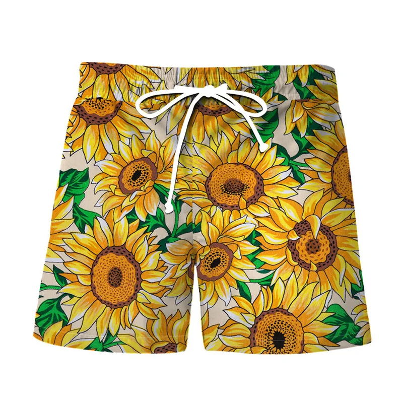 

Fashion Sunflower 3d Print Beach Shorts Men Summer Street Gym Short Pants Outdoor Surf Board Shorts Male Loose Swim Trunks