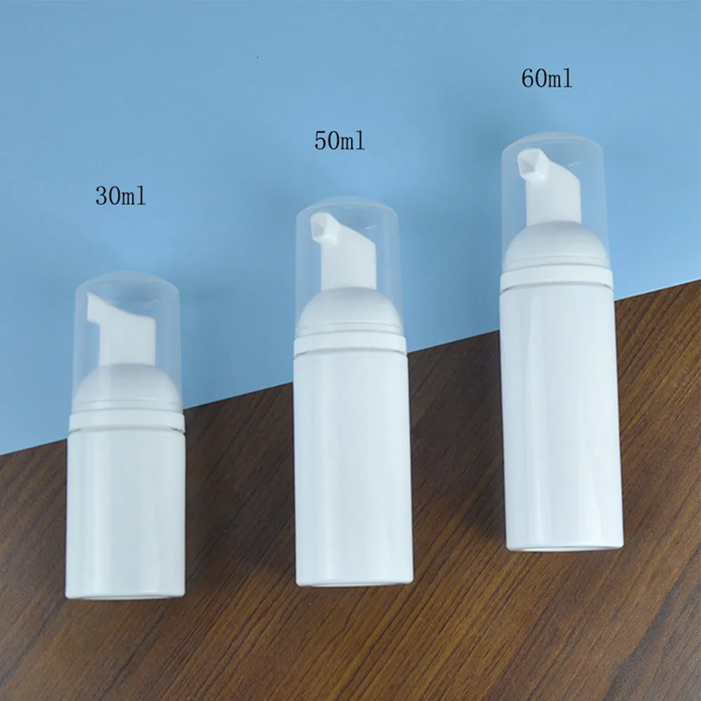 

30ml/50ml/60ml Foaming Soap Bottle Mini Empty Plastic Mousse Facial Cleanser Pump Bottle Refillable Lotion Shampoo Dispenser