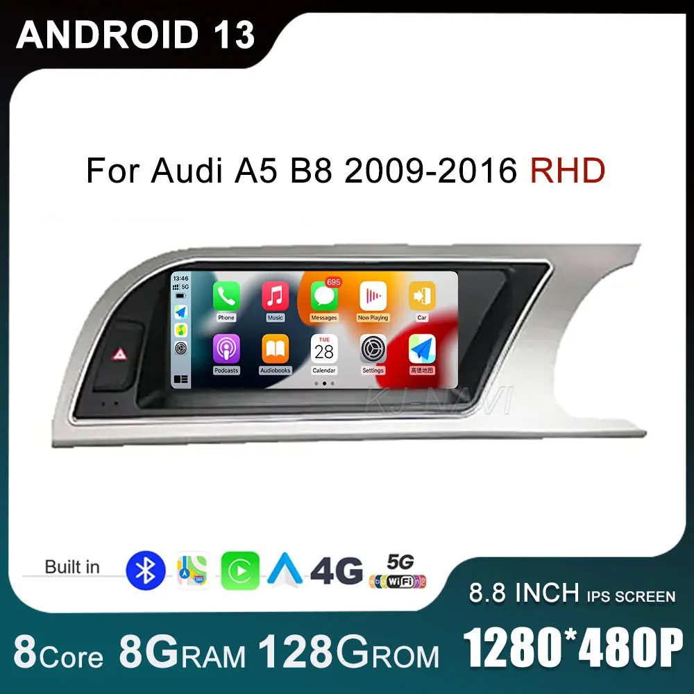 

RHD 8.8 Inch Android 13 Touch Screen For Audi A5 B8 2009-2016 Car Accessories Multimedia Carplay Monitors Speacker Radio Player