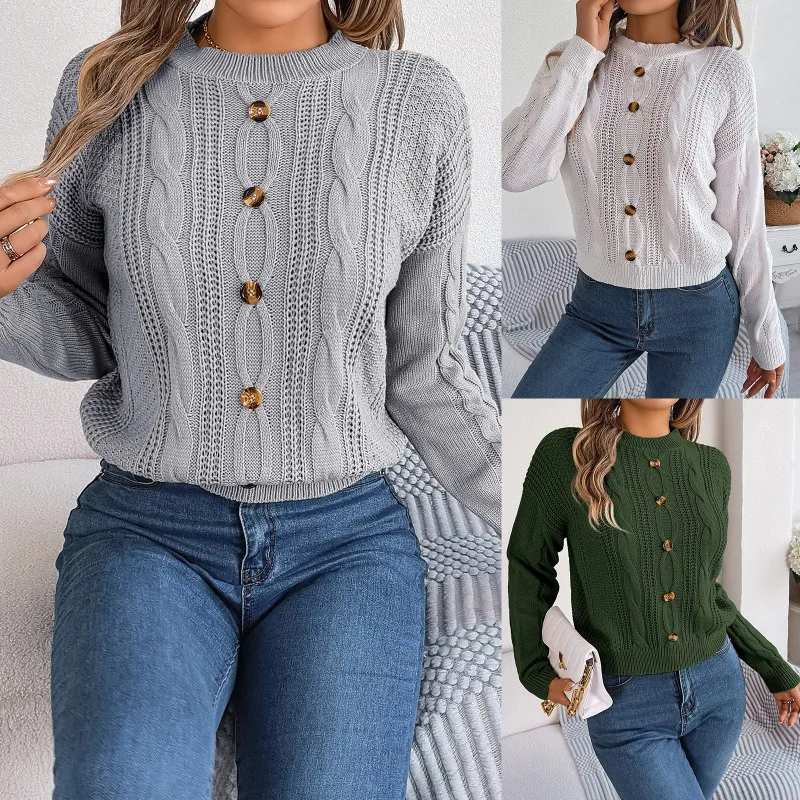 Solid Color Button Cardigan Knit Sweater Autumn Winter Women's New Long Sleeve Puller Casual Sweater Vintage Autumn Womenswear
Solid Color Button Cardigan Knit Sweater Autumn Winter Women's New Long Sleeve Puller Casual Sweater Vintage Autumn Womenswear