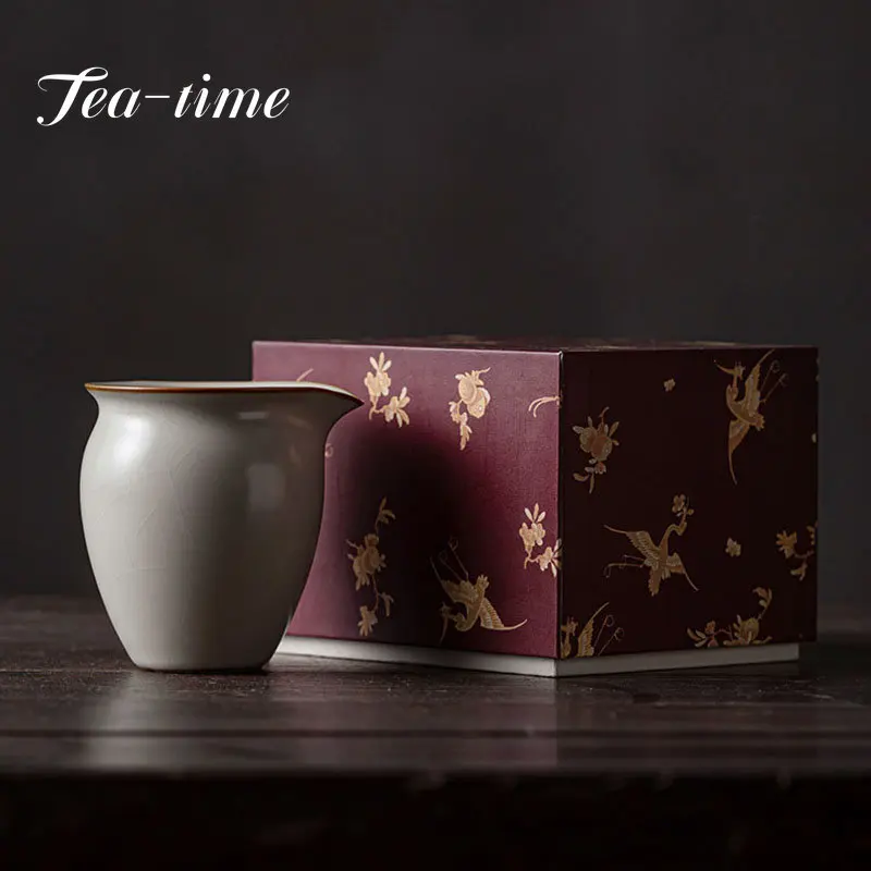 

220ML Chinese Style Retro Tea Pitcher Handmade Ru Kiln Ceramics Justice Cup Gracked Glaze Can Improve Divide Tea Kung Fu Teaset