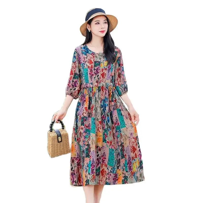 New Xiangyun Satin Middleaged Fashion Dress Spring And Summer High-end Printing Drawstring Loose Large Size Xiangyun Gauze Skirt
New Xiangyun Satin Middleaged Fashion Dress Spring And Summer High-end Printing Drawstring Loose Large Size Xiangyun Gauze Skirt