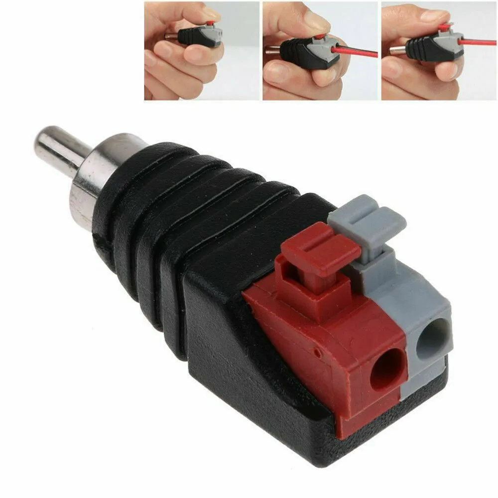 Set of 2 RCA Male Connectors for Convenient Usage 2PCS Speaker Wire AV Cable to Audio Male RCA Connector Adapter
Set of 2 RCA Male Connectors for Convenient Usage 2PCS Speaker Wire AV Cable to Audio Male RCA Connector Adapter