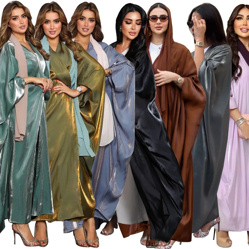Bright Silk Satin Muslim Abaya Fashion Solid Bat-sleeve Robe Plus-size Abaya Dress for Women Loose Party Dress Islamic Clothing
Bright Silk Satin Muslim Abaya Fashion Solid Bat-sleeve Robe Plus-size Abaya Dress for Women Loose Party Dress Islamic Clothing