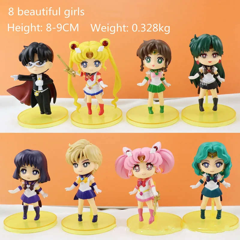 9cm 8pcs Japanese Anime Kawaii Sailor Moon Figure Set Girls Gifts Kids Toys Christmas Birthday Gift Cake Decorating Doll
9cm 8pcs Japanese Anime Kawaii Sailor Moon Figure Set Girls Gifts Kids Toys Christmas Birthday Gift Cake Decorating Doll