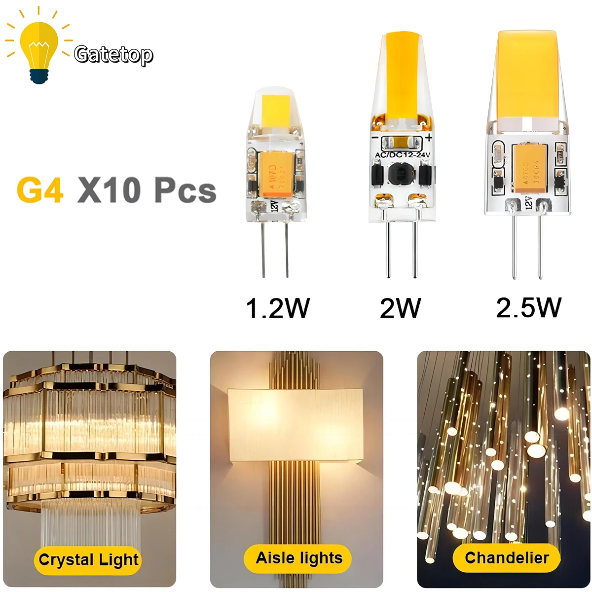 

10PCS 12V AC/DC G4 COB Lamp LED AC/DC 12V Corn Light 1.2W 2W 2.5W Spotlight Chandelier Bulb Replace Halogen Lamps