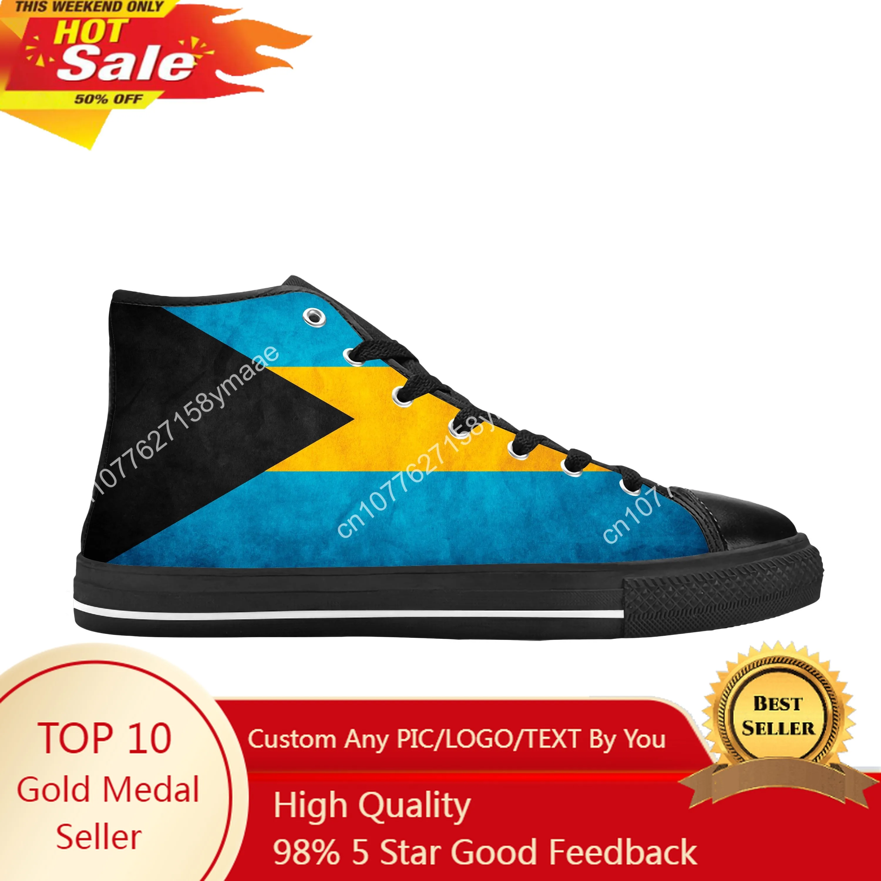 

Hot Bahamas Bahamian Flag Patriotic Pride Fashion Casual Cloth Shoes High Top Comfortable Breathable 3D Print Men Women Sneakers