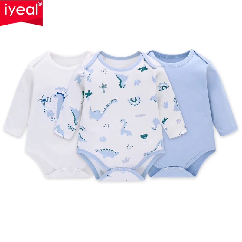 

IYEAL Baby Long Sleeve 100% Cotton Clothes 3PCS/lot Baby Boys Girls Bodysuits 0-12 Months Newborn Body Bebe Jumpsuit Clothing