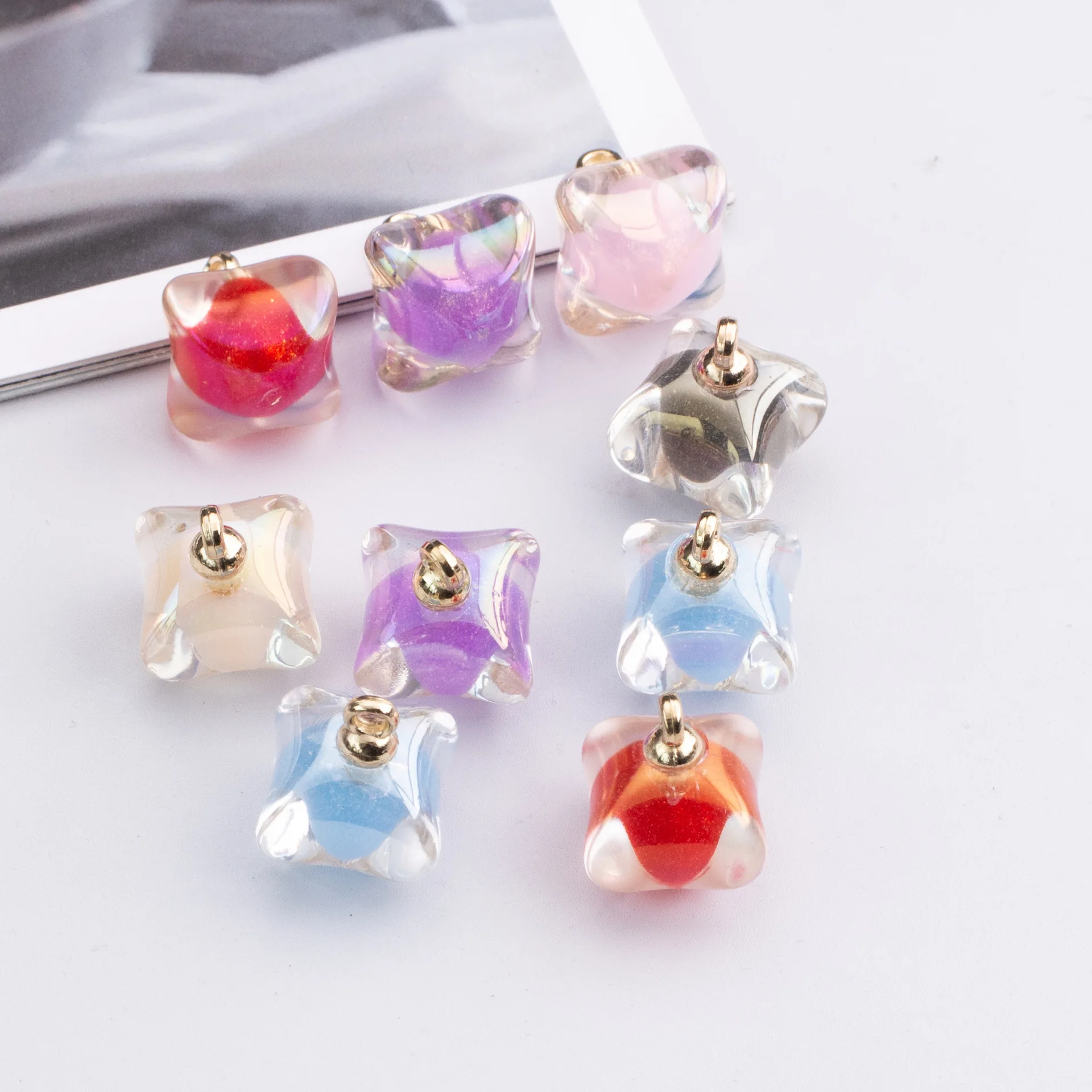 

DIY Jewelry Findings Fashion Acrylic Tresure Box Shape Necklace Pendant Earring Bracelet Floating Charms Ornament 14.3mm 100pcs