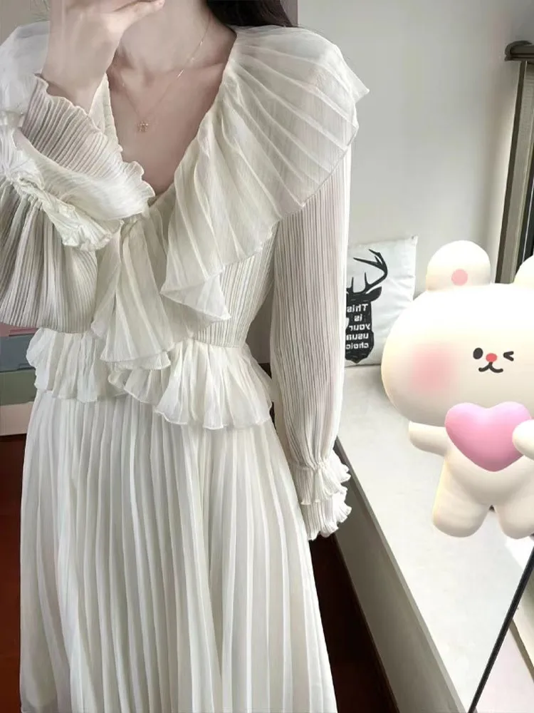 Women Dress Ruffled Edge Long Sleeve Spring Simple New Design Fashion Beautiful Long Dress Comfortable for Girls
Women Dress Ruffled Edge Long Sleeve Spring Simple New Design Fashion Beautiful Long Dress Comfortable for Girls