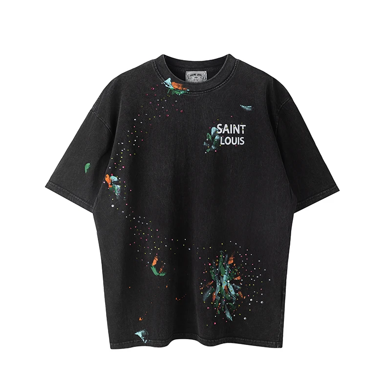 24 new St. Louis round neck black rhinestone loose couple short sleeved T-shirt retro crystal rain fashion short sleeved
24 new St. Louis round neck black rhinestone loose couple short sleeved T-shirt retro crystal rain fashion short sleeved
